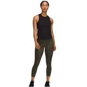 Lululemon Base Pace HR Crop 23" Leggings Intertwined Camo Olive Multi Size 12